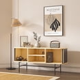thumbnail image 3 of Roomfitters Mid Century Modern TV Stand with Tambour Door for TVs up to 65", Sideboard Buffet Tambour Cabinet with Sliding Door, Entertainment Center for Living Room, Media Console with Storage, Black, 3 of 7
