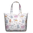 thumbnail image 1 of Adorable Cat-themed Print Travel Tote, Vintage Cat Illustration Weekender Bag, Large Capacity Duffel with Adjustable Strap, 1 of 5