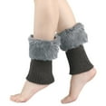 thumbnail image 5 of QLEICOM Leg Warmers,Socks for Women,Women's Short Boot Cuffs with Faux Fur Trim and Fold Over Collar for Style Knit Leg Warmers Add Fashion Warmth To Any Boots and Shoes Dark Gray, 5 of 5