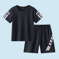 thumbnail image 2 of TOWED22 Toddler 2-Piece Athletic Outfit Set for Boy, Sport Short Sleeve Top & Shorts Casual Sport for Summer Outfits Black,5-6 Y, 2 of 4