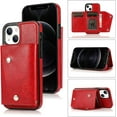 thumbnail image 2 of Compatible with iPhone 14 Wallet Case with Card Holder Crossbody Neck Strap Lanyard Handbag Wrist Strap Purse for Women PU Leather Flip Case with Credit Card Slot Kickstands Stand Case Red, 2 of 16