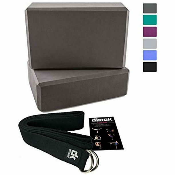 Yoga Blocks And Strap Set Foam Bricks 9x6x4 8FT Belt Metal DRing
