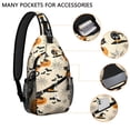 thumbnail image 2 of Sling Backpack,Halloween Black Cats and Pumpkins Sling Bag with Water Bottle Holder,Waterproof Sling Bag for Men/Women with Headphone Jack for Hiking,Travel, 2 of 6