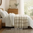 thumbnail image 2 of EVERGRACE Plaid Chenille Throw Blanket for Couch, Super Soft Cozy Decorative Windowpane Grid Plaid Throw with Tassels, Lightweight Chenille Knit Throw for Bed Sofa Gift, Cream & Beige 60"x80", 2 of 8