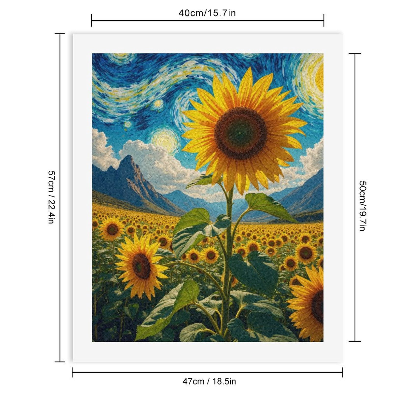 Paint By Numbers Kit for Adults Beginner - Van Gogh Inspired Sunflower Field DIY Canvas Painting Kits for Adults, Frameless Paint By Number for Adults for Home Wall Decor 16x20 Inch