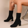 thumbnail image 7 of Tawop Ladies Boots Ankle Chunky Heel Round Toe Black Boots, 7 of 7