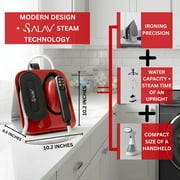 SALAV Deluxe DuoPress Steamer and Iron Station with Steam Levels and Digital Display, Red