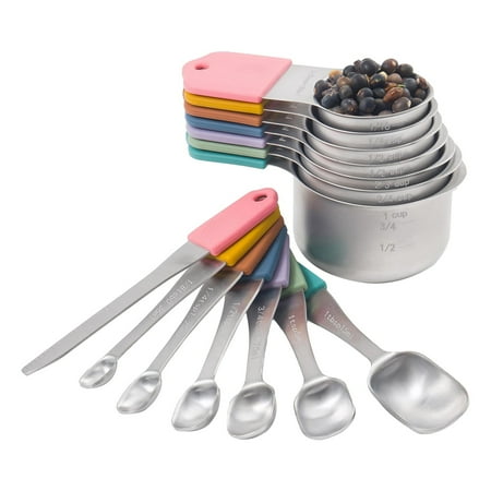 

WELPET Measuring Cups and Spoons Set 14 Pcs Includes 13 Stainless Steel Measuring Spoons and Cups & 1 Leveler Cooking & Baking