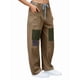 thumbnail image 3 of Pantalones Vaqueros Holgados de para Mujer, de Tiro Bajo, con Parches y Pernera y Bolsillos. Caqui XL, 3 of 8