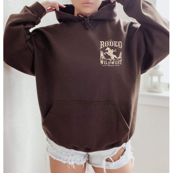 RODEO WILD WEST Graphic Unisex Fleece Hooded Sweatshirt