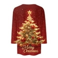 thumbnail image 6 of Fabrcox S-5xl Christmas Snowflake Printed Graphic T Shirts for Women Xl Oversized 3/4 Sleeve Tops Round Neck Holiday Tunic Lightweight Basic Tops Wine S, 6 of 6