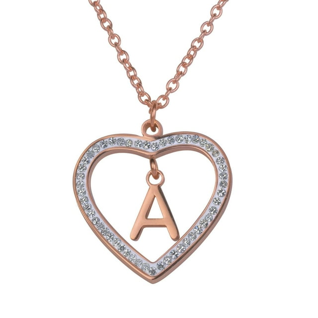 Collar de Mujer Corazón con Inciales LuckyLy, Modelo Adina rosa UNITALLA