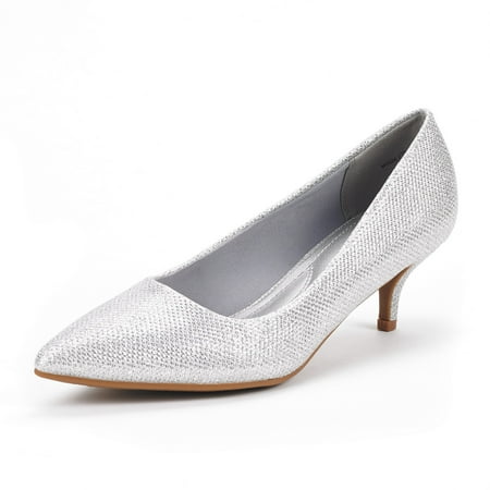

DREAM PAIRS Women Classic Pointed Toe Wedding Low Heel Slip On Pump Shoes