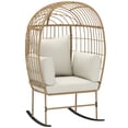 thumbnail image 1 of Outsunny Wicker Outdoor Rocking Chair, Oversized Egg Chair with Cushion, 1 of 10