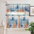 thumbnail image 6 of Ocean Octopus Curtain Valances Set Summer Orange Blue Sea Animal Corals Rustic Linen Kitchen Curtains 24&nbsp;inch Length Rod Pocket Valance and Tiers 3 Piece Set Small Bedroom Bathroom Laundry Decor, 6 of 9