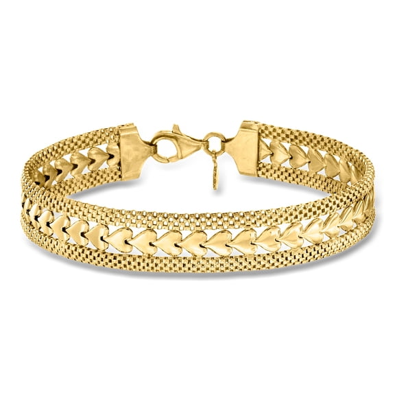 Ross-Simons Italian 18kt Gold Over Sterling Silver Heart-Motif Bracelet, Women's, Adult