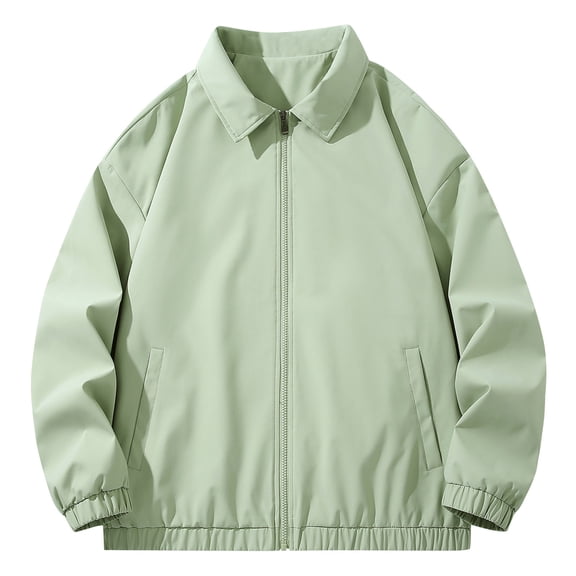 Xzbqbs Bomber Jakcet Men Full Zip Up Oversized Workwear Jackets Casual Fashion Lightweight Solid Color Collared Flight Jackets