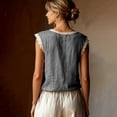 thumbnail image 3 of Women's Classic Loose Fit Solid Lace Trim Sleeveless Blouse with Round Neckline for Daily and Wear, S, Grey, 3 of 5