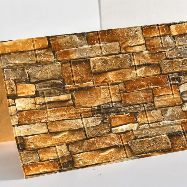 Pegatinas de azulejos retro DIY 3d papel tapiz autoadhesivo a prueba de agua pegatinas de pared retro patrón de ladrillo de espuma sala de estar dormitorio decoración de fondo Gao Jiahui unisex