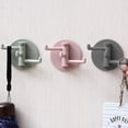thumbnail image 2 of Gancho de pared autoadhesivo para cocina, multifuncional, giratorio, con 3 ganchos de almacenamiento, color rosa, 2 of 5