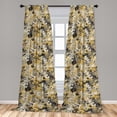 thumbnail image 2 of Floral Window Curtains, Vintage Summer Flowers in Achromatic Tones and Watercolor Design Pattern, Lightweight Decor 2-Panel Set with Rod Pocket, Pair of - 28"x84", Dark Yellow and Grey, by Ambesonne, 2 of 3