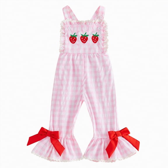 Toddler Baby Girl Outfit Overalls Colorful Romper Cute 6 12 18 Months 1T 2T 3T 4T 5T Bell Bottoms Suspender Jumpsuit Pants One-Piece Outift Gibobby,4-5 Years,Red