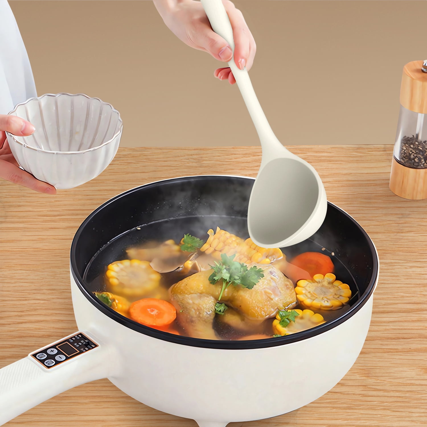 Silicone Kitchen Utensils Set, 600°F Heat Resistant Silicone Cooking Utensils, Spatula, Spoon, Whisk, Tongs, Kitchen Gadgets Tools Sets for Nonstick Cookware, Dishwasher Safe BPA Free (Cream White)