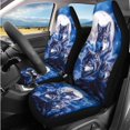 thumbnail image 5 of XYZCANDO Wolves Moon 14 Pieces Auto Seat Covers Full Set Steering Wheel Cover Auto Center Console Armrest Pad Seat Belt Covers Headrest Covers Cup Coasters for Most Cars SUVs Sedans, 5 of 7
