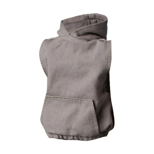 Modelo de sudadera con capucha a escala 1/12, juguete para muñecas, para vestir, bricolaje, a moda, suave, ropa para muñecas para figuras de acción gris