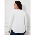 thumbnail image 4 of JYLFC Womens Plus Size Shirts Long Sleeve V Neck Loose Casual Basic Tops, White XL, 4 of 5