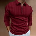 thumbnail image 1 of Golf Shirts for Men Long Sleeve Half Zip Up Business Shirt Textured Ribbed Knit Stretchy Pullover Office Work Blouse, 1 of 5