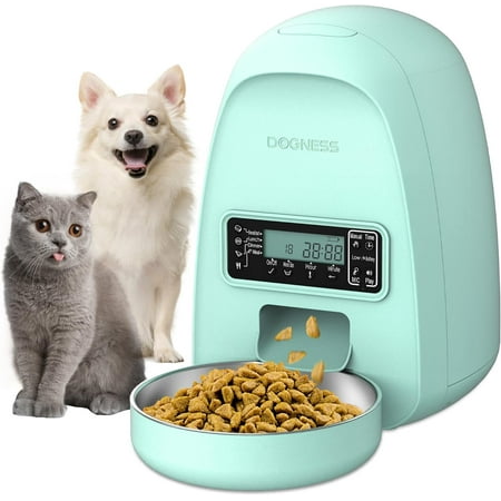 UPC: 0843775108591 | DOGNESS 2L Pet Feeder Automatic Cat Feeder | Timed Programmable Auto Pet Dog Food Dispenser Feeder for Kitten Puppy – Easy Portion Control Voice Recording Battery and Plug-in Power (Green)