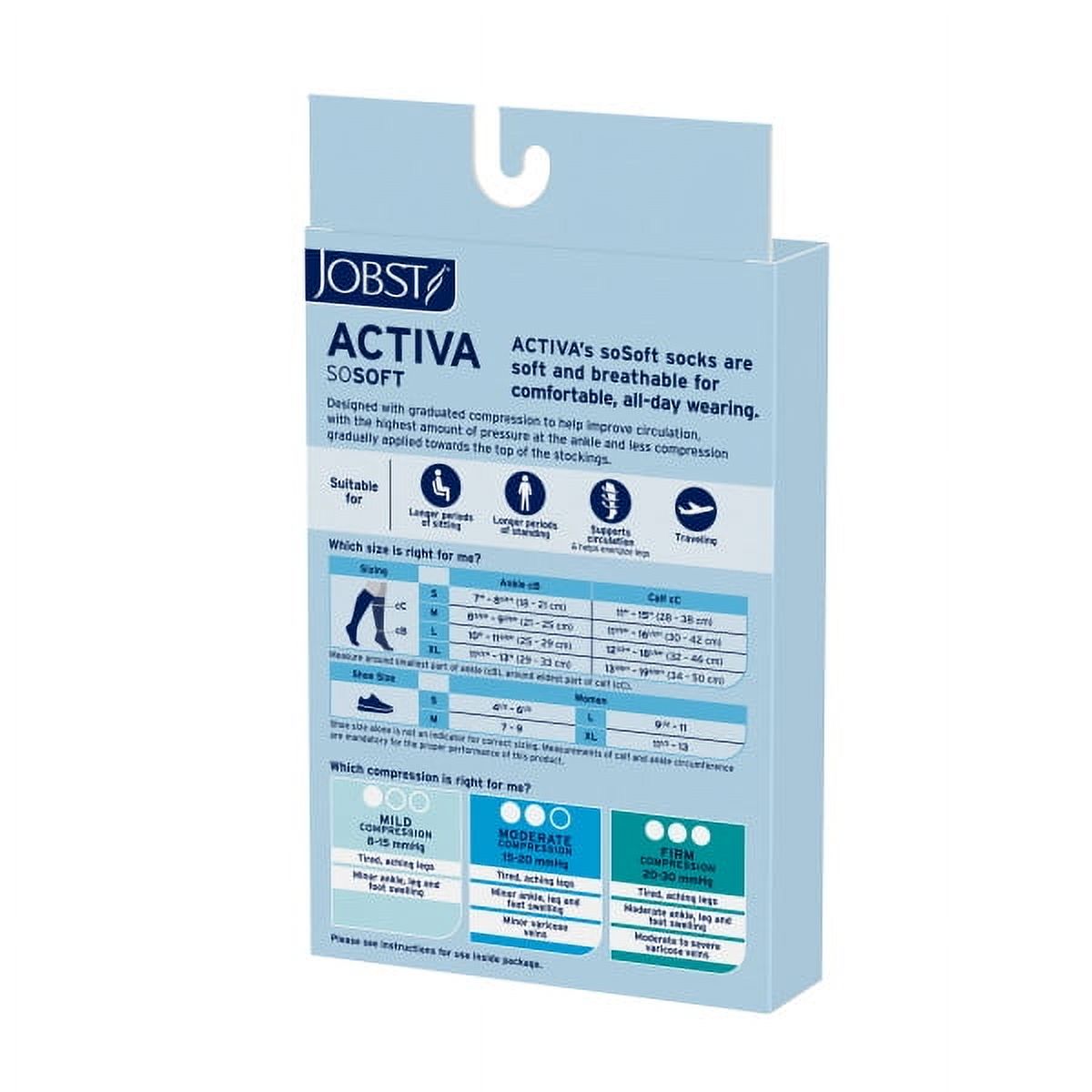 JOBST ACTIVA SoSoft 8-15 mmHg Compression Socks Knee High, Closed Toe, Ribbed, Large / Sand