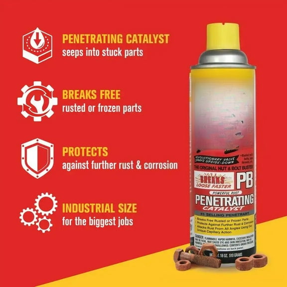 18 ounces PB penetrating oil, anti-latch and surface protection, ideal for automotive and industrial use