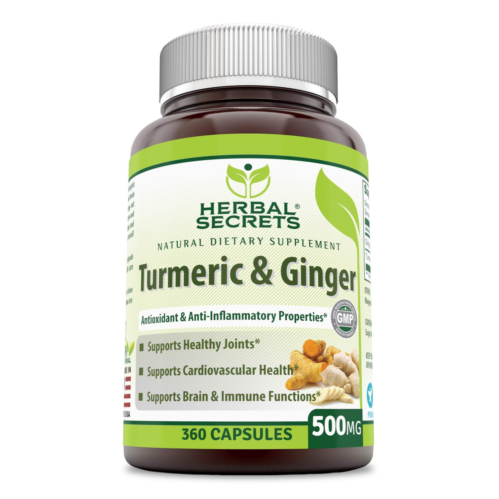 Herbal Secrets Turmeric and Ginger Dietary Supplement 500 Milligrams