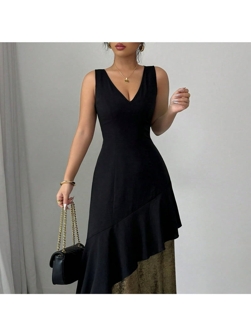 slim fit dress slacks Mermaid One Shoulder Black Gold Long Prom Dress Evening Dress 241163 –  SELINADRESS