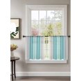 thumbnail image 2 of Sheer Curtains 45 Inch Length 2 Panels Set for Kitchen, Turquoise Aqua Stripes Semi Sheer Curtains for Windows, Modern Minimalist Abstract Lines Voile Window Treatments Rod Pocket Curtain, 2 of 7