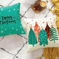 thumbnail image 2 of Christmas Throw Pillow Covers 20X20 Set of 4 Decorations Ornaments Holiday Outdoor Indoor Vintage Navidad Teal Decor for Home Couch Bed Sofa,Reindeer Marry Tree Joy, 2 of 5