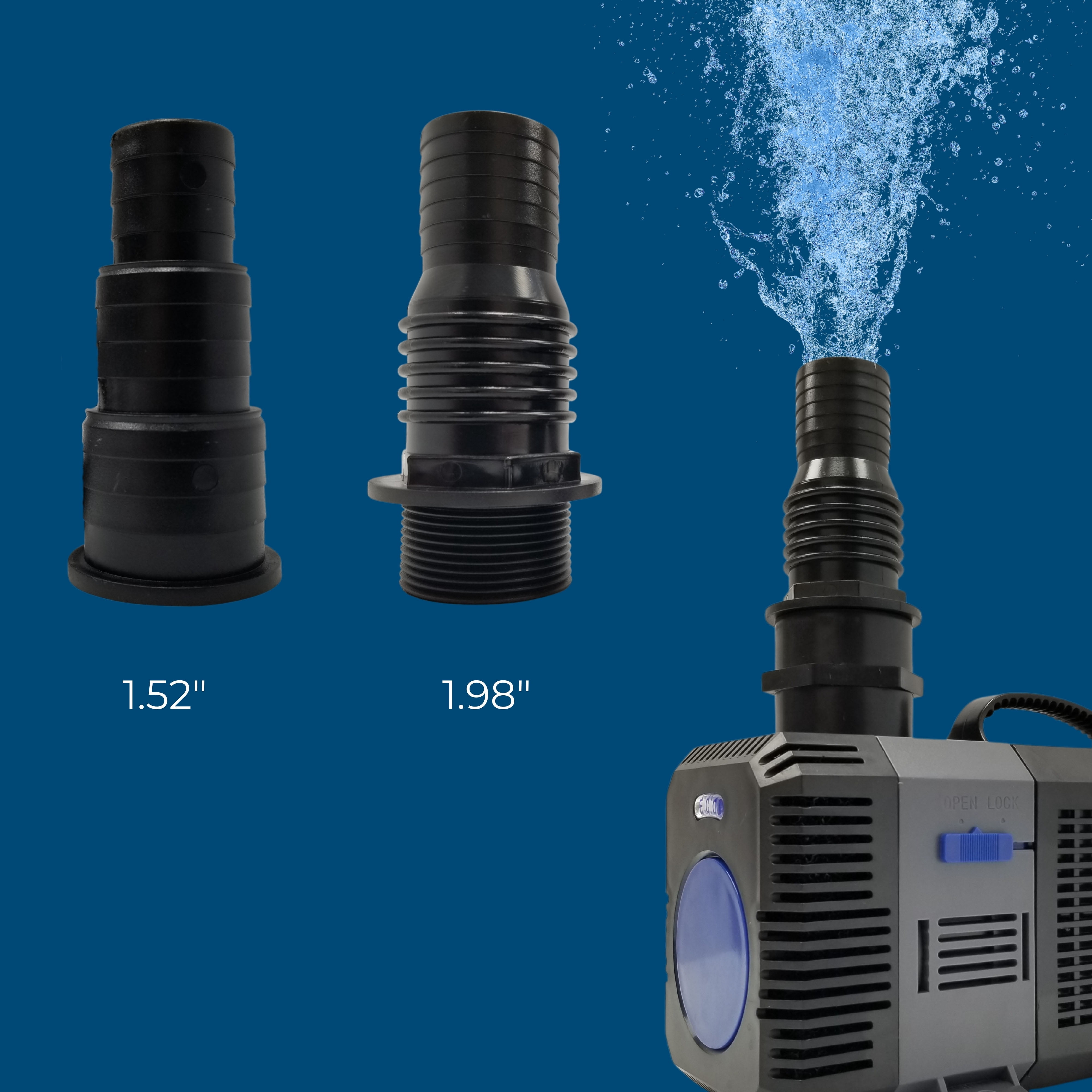 Teamson Home 3177 GPH 125W Adjustable Submersible Water Pump with a 16 ft. Power Cord and 2 Different Nozzles for Fish Tank, Pond, Aquarium, Fountains, and Hydroponic Systems, Teal/Black