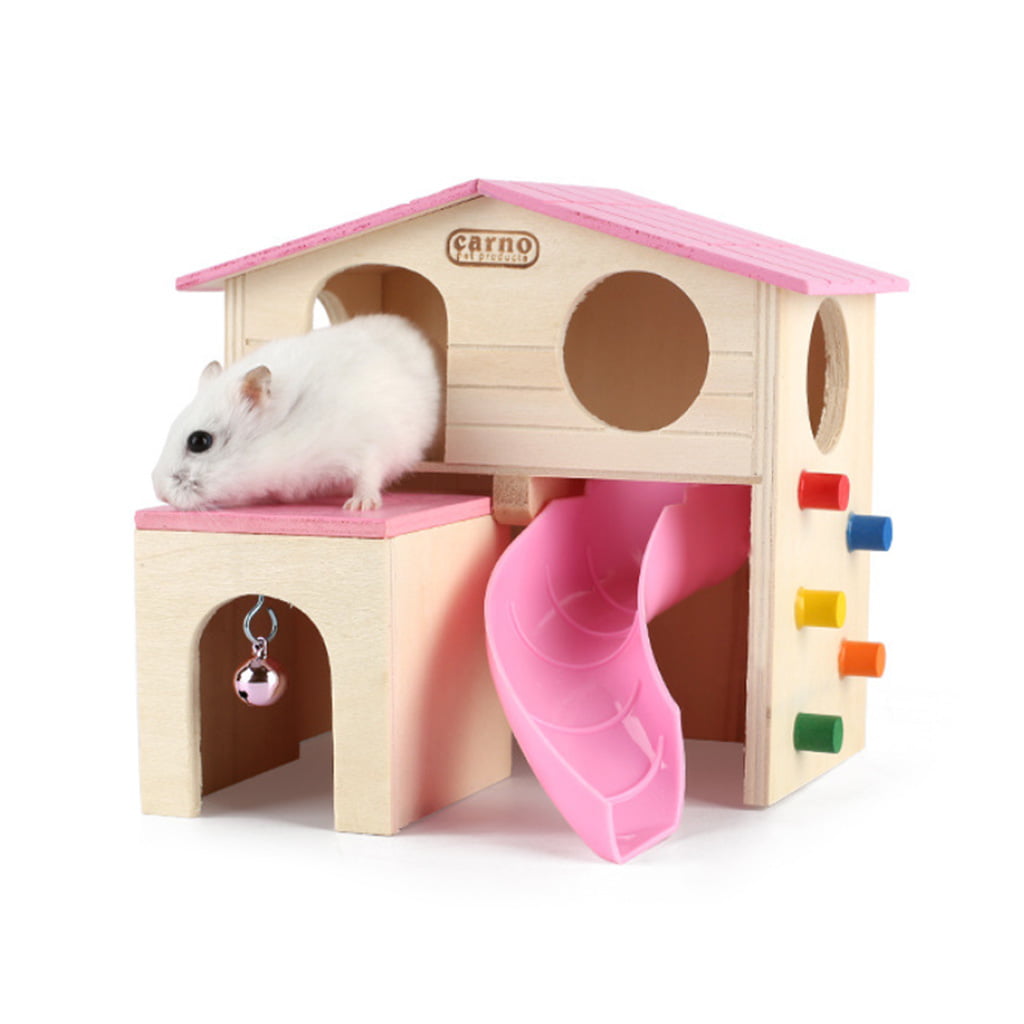 Small Wood Hamster House Climbing Ladder Small Animal Hideout Cage Decor  Chew Toy for Sugar Gliders Mini Gerbil 