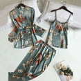 thumbnail image 5 of RMGVDSD Womens 3 Piece Pajama Set Silk Satin Pajamas For Women Set With Robe Cami Top Pajama Pants Soft Pjs Sleepwear Loungewear Set Soft Sleepwear for Women, 5 of 6