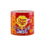 Chupa Chups Candy Lollipops, 5 Assorted Flavors, Drum Display for Parties Office Concessions, 60 Count Drum