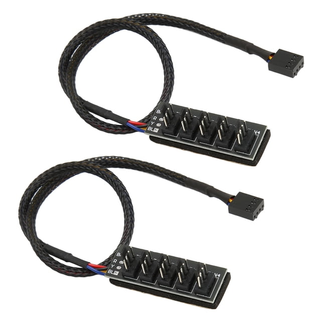 PC Fan Hub, High Flexibility PWM Fan Hub 13.8in Cable Length Widely Compatible 2Pcs For Desktop
