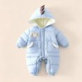 thumbnail image 2 of Baby Girls Boys Long Sleeve Warm Romper Dinosaur Hooded Fleece Lined Jumpsuit Comfortable Snowsuit for Outdoor, 2 of 6