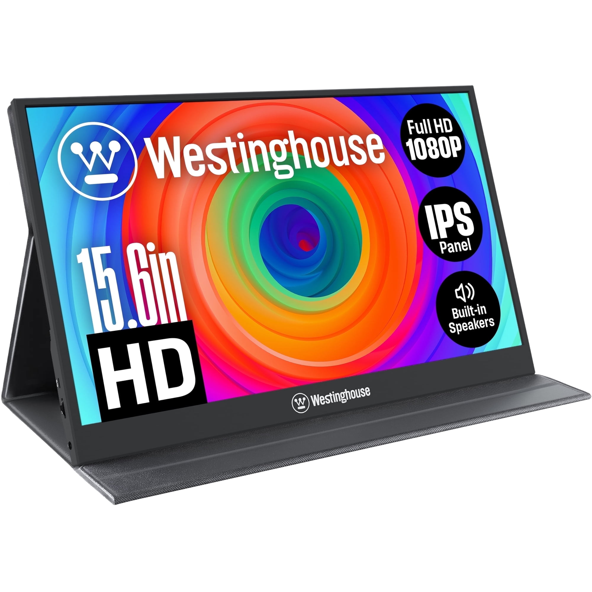Westinghouse 15.6" Portable Monitor, 1080p Full HD IPS Display, USB-C, HDMI, Speakers