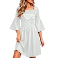 thumbnail image 5 of Brqkzdu Medieval Renaissance Costume Dress Victorian Halloween Gown Bride Mini Dresses Long Flare Sleeve Square Neck Fair Corset Dress for Halloween Party, 5 of 6