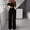 Black, variant on Aueoeo Women's Off Shoulder Ruffle Top Elegant Wide Leg Long Pants with Pockets Dress Two Piece Outfits For Ladies