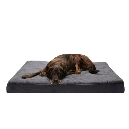 UPC: 0842229122190 | FurHaven Pet Products Terry & Suede Deluxe Cooling Gel Memory Foam Pet Bed for Dogs & Cats – Gray Jumbo Plus