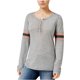 thumbnail image 2 of Camiseta henley de fútbol en contraste Hippie Rose para mujer, gris, grande Hippie Rose henley, 2 of 2
