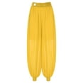 thumbnail image 4 of Aislor Women Belly Dance Side Split Yoga Pants Bloomer Trousers Perforance Yellow One Size, 4 of 7